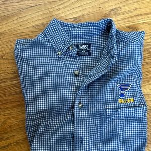 Men’s vintage Lee St. Louis blues embroidered plaid button down shirt size Med
